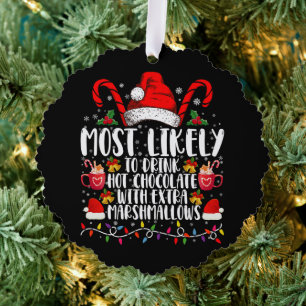 Hoogstwaarschijnlijk warme chocolademarshmallow dr ornament kaart