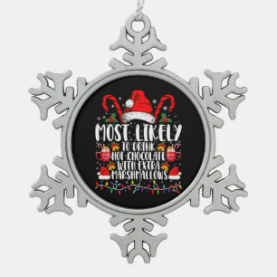 Hoogstwaarschijnlijk warme chocolademarshmallow dr tin sneeuwvlok ornament