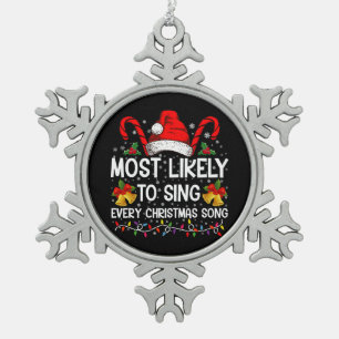 Hoogstwaarschijnlijk Zingt Elk Kerstlied Kerstmis  Tin Sneeuwvlok Ornament