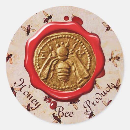 HOOGTE/BEEKEEPER RODE WAXSEAL RONDE STICKER (Voorkant)