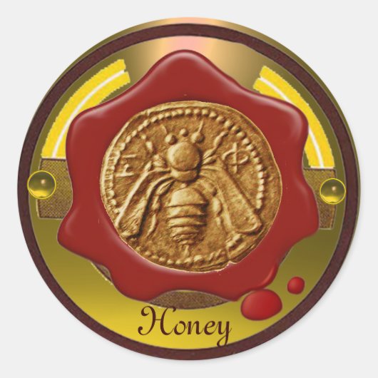 HOOGTE/BEEKEEPER RODE WAXSEAL RONDE STICKER (Voorkant)