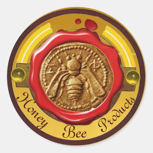 HOOGTE/BEEKEEPER RODE WAXSEAL RONDE STICKER (Voorkant)