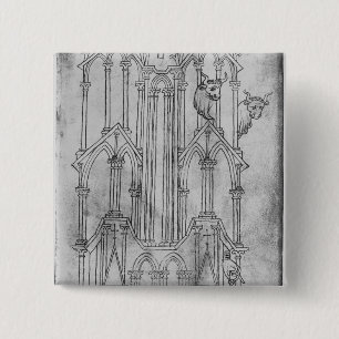 Hoogte van de toren van de kathedraal van Laon Vierkante Button 5,1 Cm