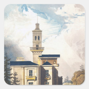 Hoogte van een Italiaanse villa of jachtpoel Vierkante Sticker