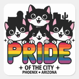 Hoogtepunten van Phoenix City Arizona USA Rainbow Vierkante Sticker