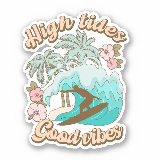 hoogtij goede vibes boho retro Surf Sticker (Voorkant)