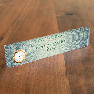 Hoogwaardige bureaunaam bord met klok naambordje
