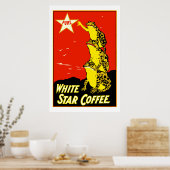 Hoogwaardige retro White Star Coffee en Poster (Keuken)