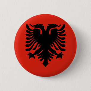 Hoogwaardige vlag Albanië Ronde Button 5,7 Cm