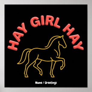 Hooi Meisje Hooi Retro Paard Grafisch 2026 Western Poster