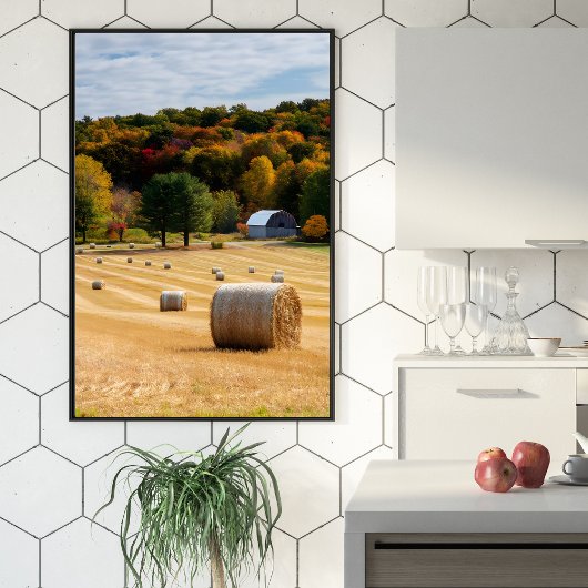 Hooibalen in de Herfst Poster