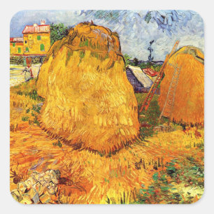 Hooibergen in Provence door Vincent van Gogh Vierkante Sticker