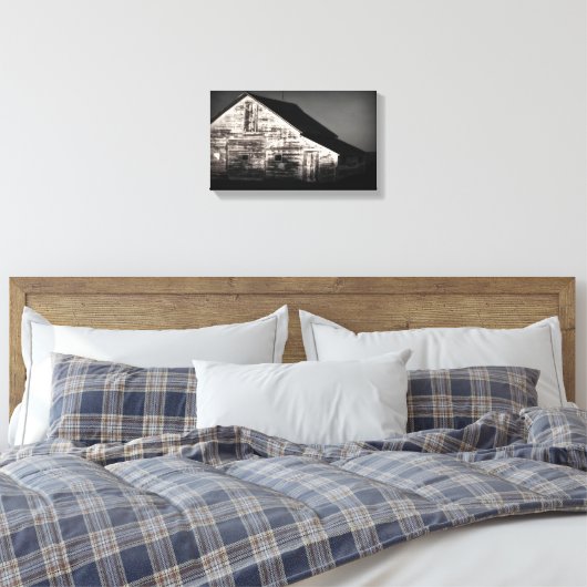 Hooischuur in zwart en wit canvas afdruk (Insitu (Slaapkamer))