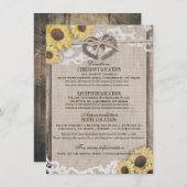 Hooizonderdelen met jute lint en zonnebloem voor d kaart (Voorkant / Achterkant)