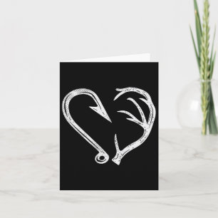 Hook Antler Heart Love Vist Hunting Fish Deer H Kaart
