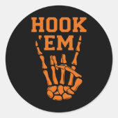 Hook em Skeleton Horns Halloween Ronde Sticker (Voorkant)