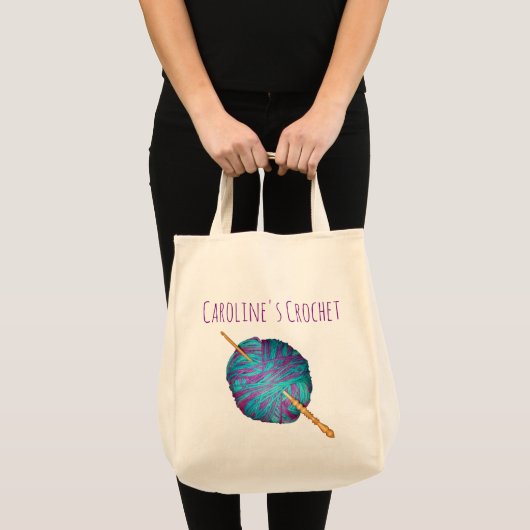 Hook en garen, gepersonaliseerd met jouw naam tote bag (Voorkant (product))