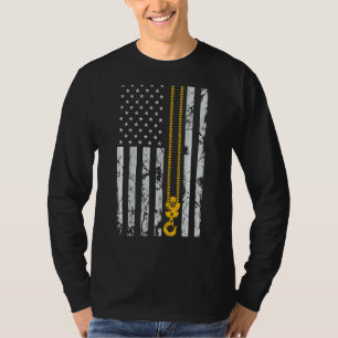 Hook Thin American Flag Crane Operator T-shirt