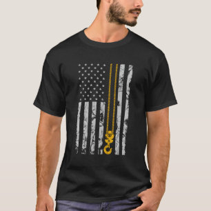 Hook Thin American Flag Crane Operator T-shirt