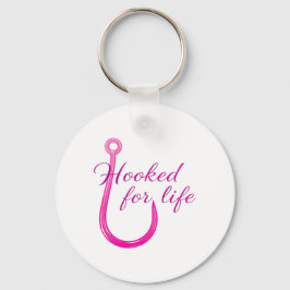 Hooked for Life Pink Fishing Hook Sleutelhanger