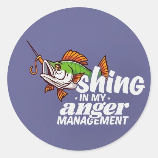 Hooked on Anger Management: Reel in Your Emotions Ronde Sticker (Voorkant)