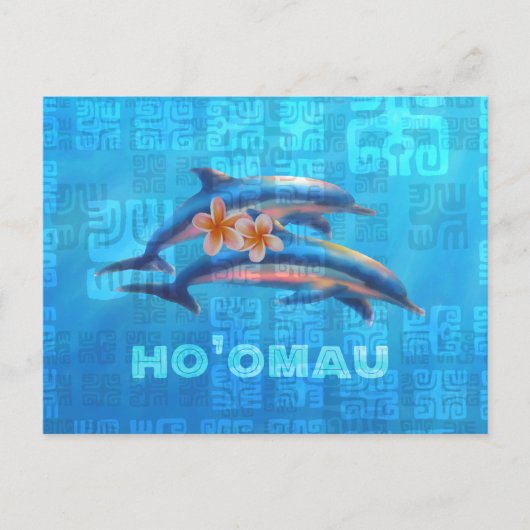 HO'OMAU Hawaiian Dolphins Primitive Collage Briefkaart (Voorkant)