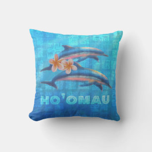 HO'OMAU Hawaiian Dolphins Primitive Collage Buitenkussen