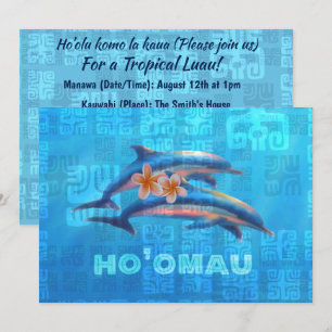 HO'OMAU Hawaiian Dolphins Primitive Collage Kaart