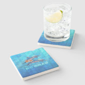 HO'OMAU Hawaiian Dolphins Primitive Collage Stenen Onderzetter (Zijkant)