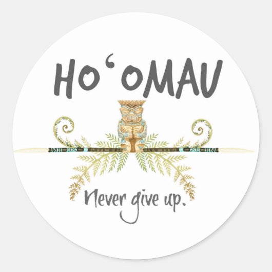 Ho'Omau Tiki Ronde Sticker (Voorkant)