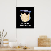 Hooo's Lookin Cool Funny Owl Pun Dark BG Poster (Keuken)