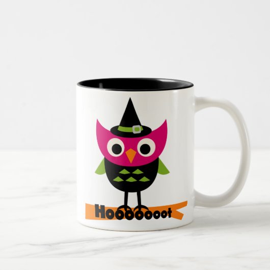 Hooot Owl Halloween T-shirts en Gifts Tweekleurige Koffiemok (Rechts)