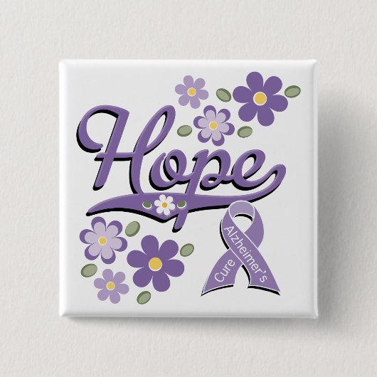 Hoop Alzheimer Awareness Pin Vierkante Button 5,1 Cm (Voorkant)