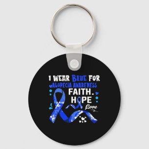 Hoop dat ik blauw Draag voor alopecia bewustzijn Sleutelhanger