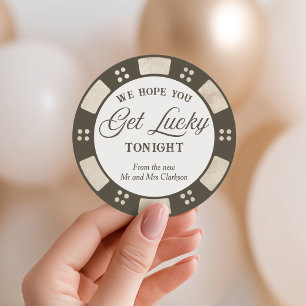 Hoop dat je geluk hebt Trouw Rustieke Poker Ronde Sticker