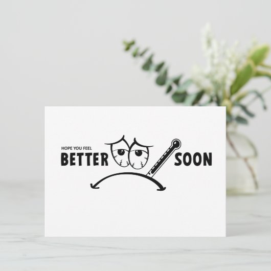 Hoop dat je snel beter voelt. Beterschap kaarten (Staand voorkant)