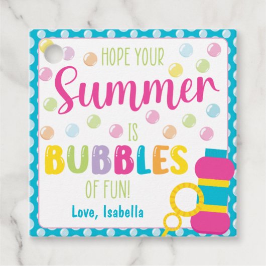 Hoop dat je zomer bubbels van plezier is bedankjes labels (Voorkant)