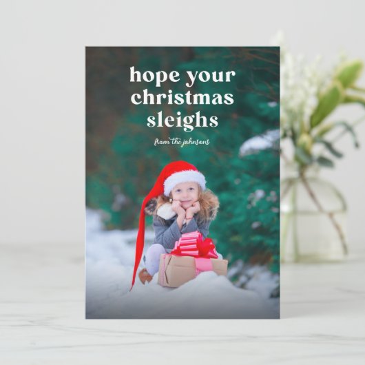 Hoop dat uw kerstsleeën platte vakantie Kaart (Staand voorkant)