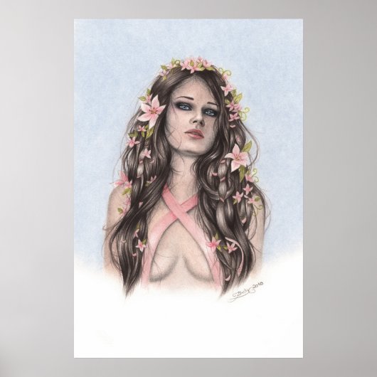 Hoop en bloemen Poster voor borstkanker (Voorkant)