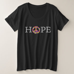 Hoop en vrede grote maat t-shirt