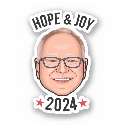Hoop en vreugde - Tim Walz Sticker (Voorkant)