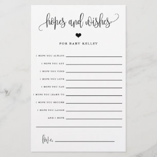 Hoop en wens, Baby shower Advice Paper Kaart