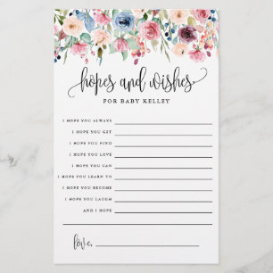 Hoop en wensen, Floral Baby Advice Paper Kaart