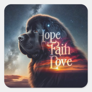 Hoop Geloof Liefde Newf Vierkante Sticker