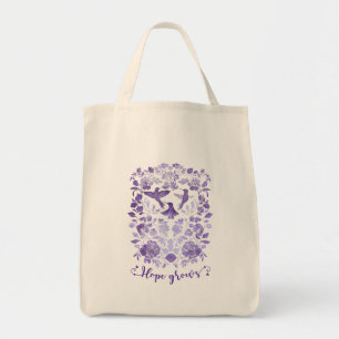Hoop Groeit - Lavendel Linocut Bird Inspirerend Tote Bag