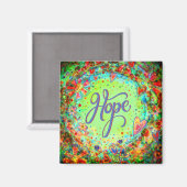 Hoop  Groen Bloemen Whimsical Inspirerend Magneet (Voorkant / Achterkant)