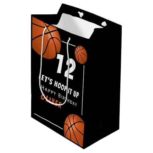 Hoop het omhoog Basketbal Sport Kids Verjaardag Medium Cadeauzakje (Voorkant Gekanteld)