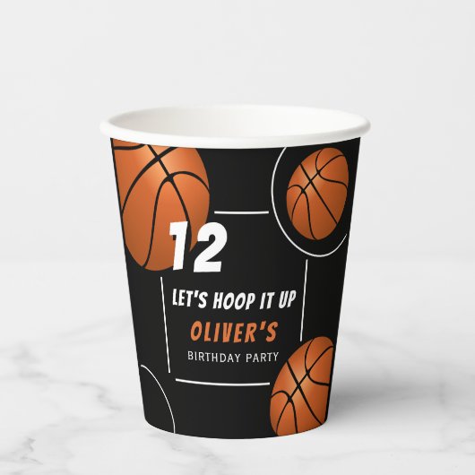 Hoop het omhoog Basketbal Sport Kids Verjaardag Papieren Bekers (Voorkant)