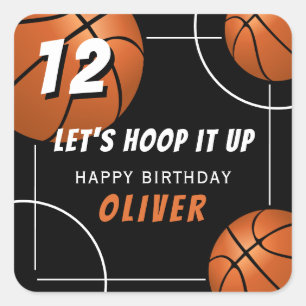 Hoop het omhoog Basketbal Sport Kids Verjaardag Vierkante Sticker