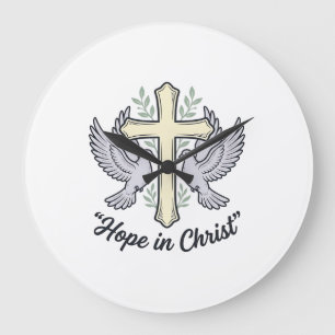 Hoop in Christus Duif Kruis Vintage Christelijk On Grote Klok
